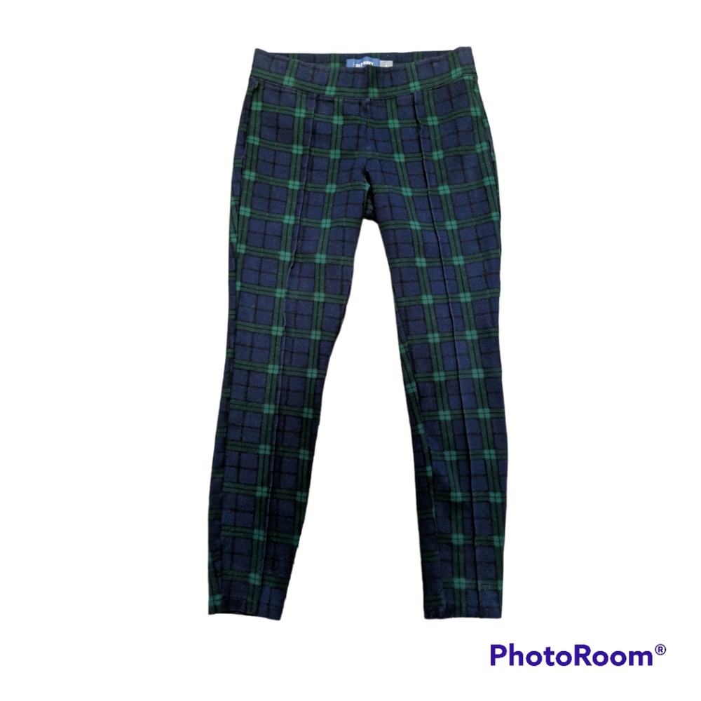 Old Navy Green Blue Plaid Stevie Pants Small